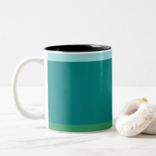 Tanager Turquoise, Teal Blue en Kelly Green Horiz Tweekleurige Koffiemok