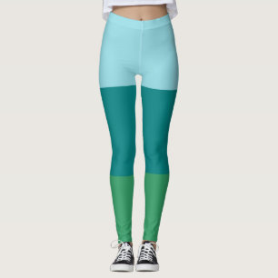 Tanager Turquoise, Tealblauw en Kellygroen Horiz Leggings