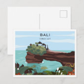 Tanah Lot Bali Indonesia travel place illustration Briefkaart (Voorkant / Achterkant)