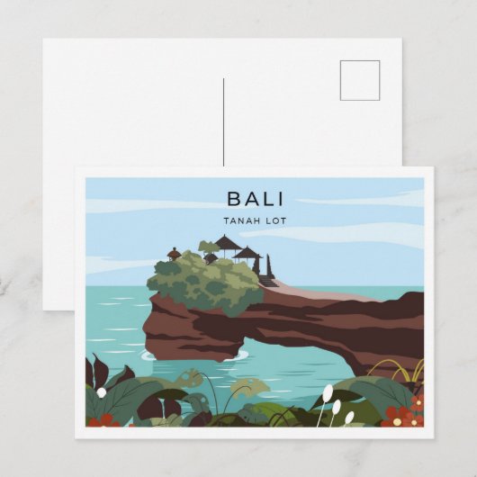 Tanah Lot Bali Indonesia travel place illustration Briefkaart (Voorkant / Achterkant)