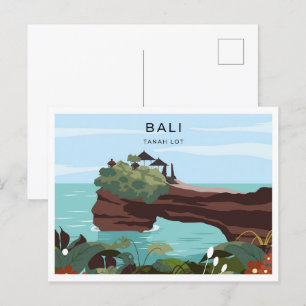 Tanah Lot Bali Indonesië reisbestemming illustrati Briefkaart