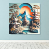 Tanah Lot - Papiersnijschilderkunst Canvas Afdruk (Insitu (Houten vloer))