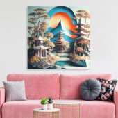 Tanah Lot - Papiersnijschilderkunst Canvas Afdruk (Insitu (Woonkamer))