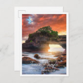 Tanah Lot Tempel bij zonsondergang in Bali Indones Briefkaart (Voorkant / Achterkant)