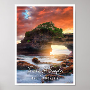 Tanah Lot Tempel bij zonsondergang in Bali Indones Poster