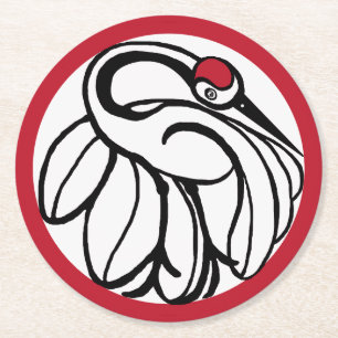 tancho japanse kraan ronde kartonnen onderzetter