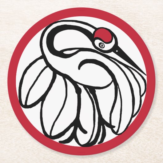 tancho japanse kraan ronde kartonnen onderzetter (Voorkant)