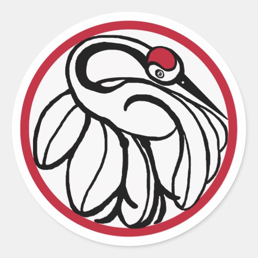 tancho japanse kraan ronde sticker (Voorkant)
