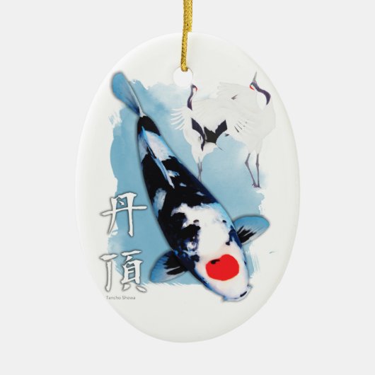 Tancho koi keramisch ornament (Voorkant)