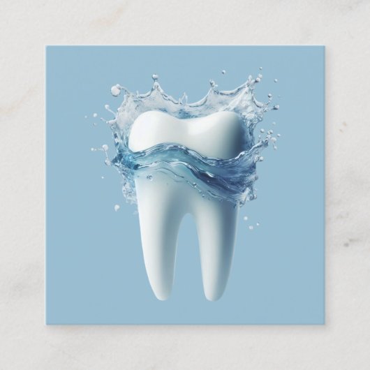 Tand 3D Tand & Water Elegant Tandarts Vierkante Visitekaartje (Voorkant)