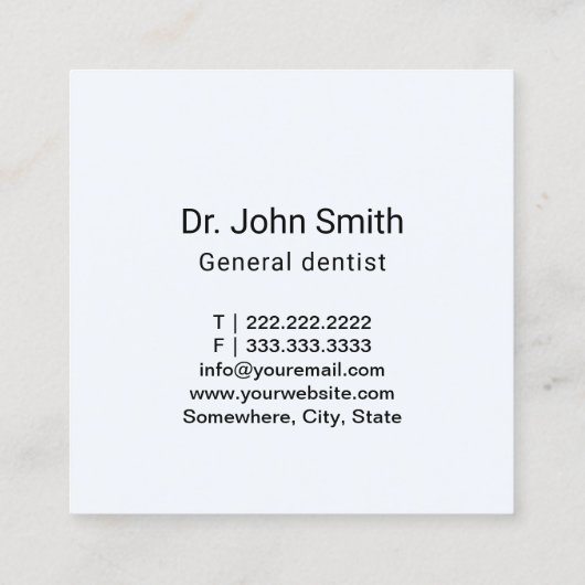 Tand 3D Tand & Water Elegant Tandarts Vierkante Visitekaartje (Achterkant)