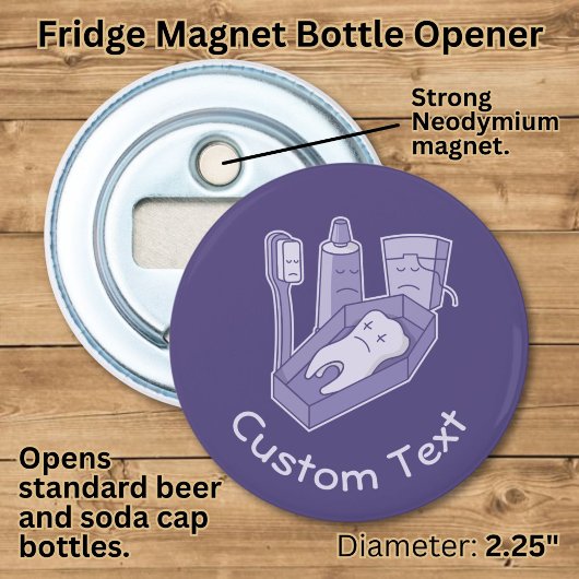 Tand begrafenis flesopener button flesopener