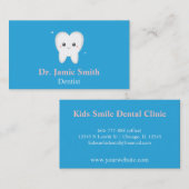 Tand, blauw en wit, Kinder tandheelkundige Visitek Visitekaartje (Voorkant / Achterkant)