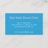 Tand, blauw en wit, Kinder tandheelkundige Visitek Visitekaartje (Achterkant)