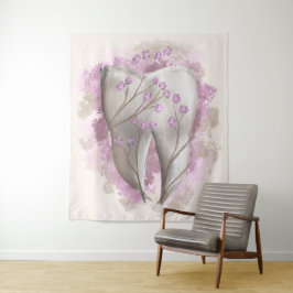 Tand & Bloemen, surrealistisch schilderen. Tandart Wandkleed