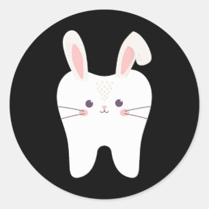 Tand Bunny Tandarts Pasen Tandheelkundige Instant Ronde Sticker