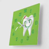 Tand Cartoontand Tandpasta Groen Vierkante Klok (Hoek)