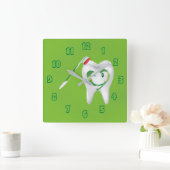 Tand Cartoontand Tandpasta Groen Vierkante Klok (Huis)