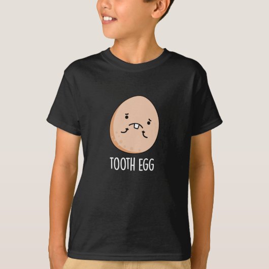 Tand Ei Grappig Tandpijn Pun Donker BG T-shirt (Voorkant)