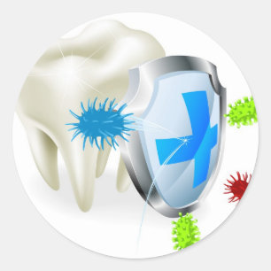 Tand- en afschermingsconcept ronde sticker