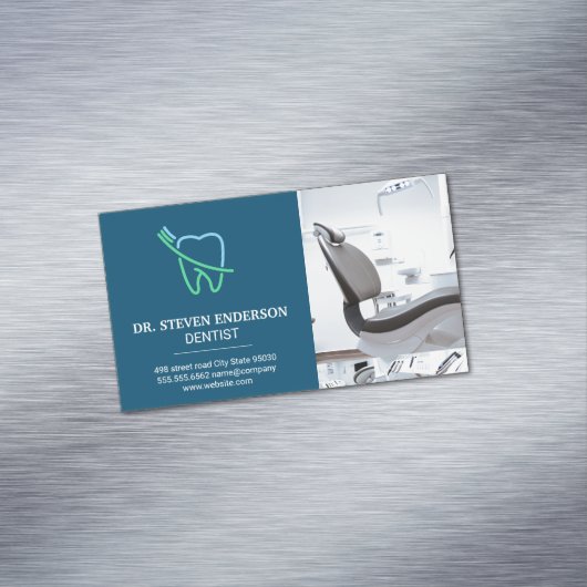 Tand en borstel Logo | tandartsstoel Magnetisch Visitekaartje (Voorbeeld)