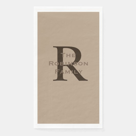 Tand en Bruin Naam Initialen Papieren Gast Handdoe Servet (Voorkant)