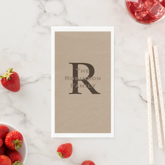 Tand en Bruin Naam Initialen Papieren Gast Handdoe Servet (Insitu)