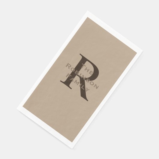 Tand en Bruin Naam Initialen Papieren Gast Handdoe Servet (Hoek)