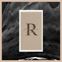 Tand en Bruin Naam Initialen Papieren Gast Handdoe