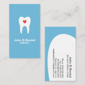 Tand en hart blauw tandarts visitekaartje (Voorkant / Achterkant)