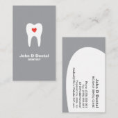 Tand en hart grijs tandarts visitekaartje (Voorkant / Achterkant)