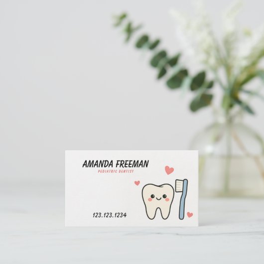 Tand- en tandenborstel Kinder tandarts Afsprakenkaartje (Staand voorkant)