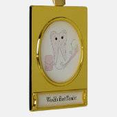 Tand en Tandenborstel Verguld Banner Ornament (Rechts)