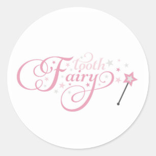 Tand Fairy roze Ronde Sticker