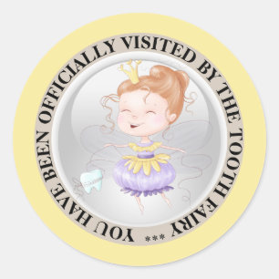 Tand fee prinses officieel bezoek jongens meisjes ronde sticker