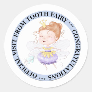 Tand fee prinses officieel bezoek schattige jongen ronde sticker