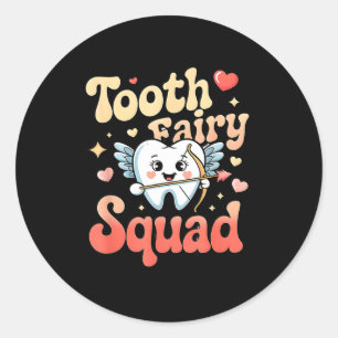 Tand Feeën Team Knuffel Tand Retro Tandheelkunde H Ronde Sticker
