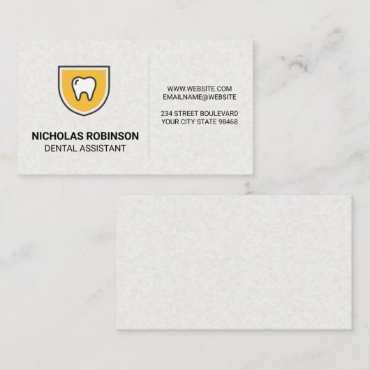Tand Geel Schild Icoon Visitekaartje (Voorkant / Achterkant)