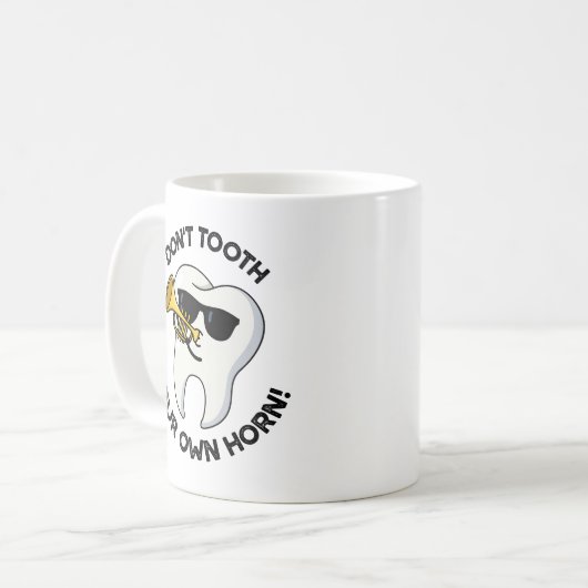 Tand je eigen hoorn geen grappige tandenstokers koffiemok (Voorkant links)