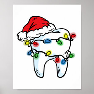 Tand Kerst Licht Sinterklaas Hoed Tandarts Tandhyg Poster