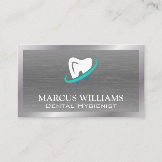 Tand Logo | Metallieke Achtergrond Visitekaartje (Voorkant)