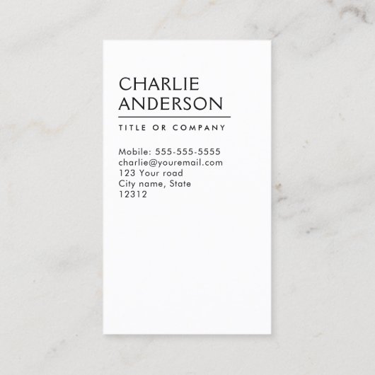 Tand logo verticaal modern minimalistisch visitekaartje (Achterkant)