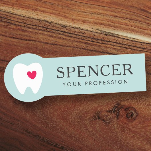 Tand met hart aqua blue tandarts tandheelkundige k naamplaatje