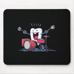 Tand met Rockende Drums en Tandborstel Grafisch Muismat