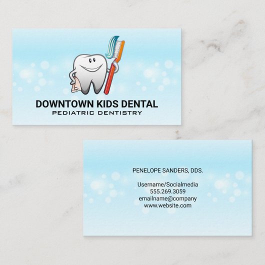 Tand met tandenborstel | Tand Visitekaartje (Voorkant / Achterkant)