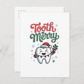 Tand moet vrolijk Tandarts Kerstmis  Aankondigingskaart (Voorkant / Achterkant)