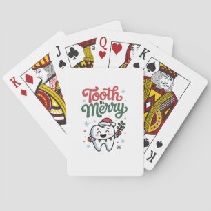 Tand moet vrolijk Tandarts Kerstmis Xmas Pokerkaarten