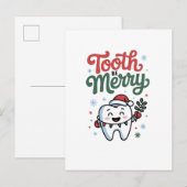 Tand moet vrolijk Tandarts Kerstmis Xmas Uitnodiging Briefkaart (Voorkant / Achterkant)