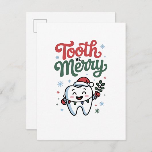 Tand moet vrolijk Tandarts Kerstmis Xmas Uitnodiging Briefkaart (Voorkant / Achterkant)