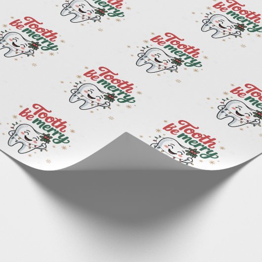 Tand moet vrolijk zijn Funny Tandarts Kerstmis Cadeaupapier (Hoek)